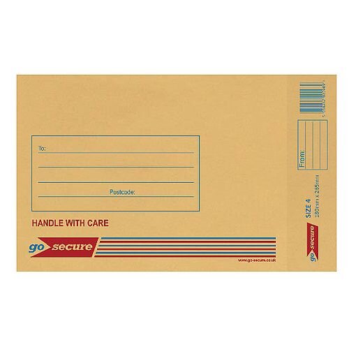 GoSecure Size 4 Bubble Lined Envelope 180x265mm Gold Pack of 100 ML10046 GoSecure Size 4 Bubble Lined Envelope 180x265mm Gold Pack of 100 ML10046
