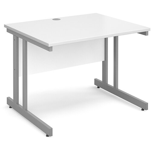 Momento straight desk 1000mm x 800mm - silver cantilever frame, white top Momento straight desk 1000mm x 800mm - silver cantilever frame, white top