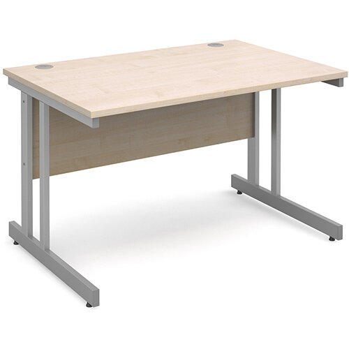 Momento straight desk 1200mm x 800mm - silver cantilever frame, maple top