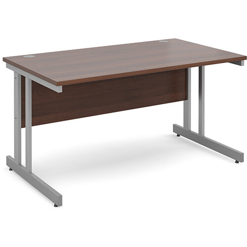 Momento straight desk 1400mm x 800mm - silver cantilever frame, walnut top Momento straight desk 1400mm x 800mm - silver cantilever frame, walnut top