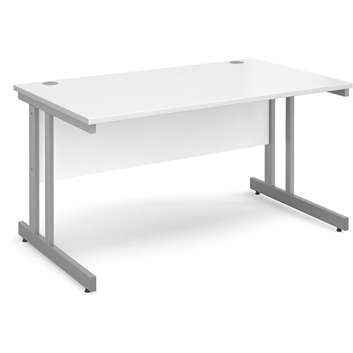 Momento straight desk 1400mm x 800mm - silver cantilever frame, white top Momento straight desk 1400mm x 800mm - silver cantilever frame, white top