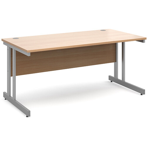 Momento straight desk 1600mm x 800mm - silver cantilever frame, beech top Momento straight desk 1600mm x 800mm - silver cantilever frame, beech top