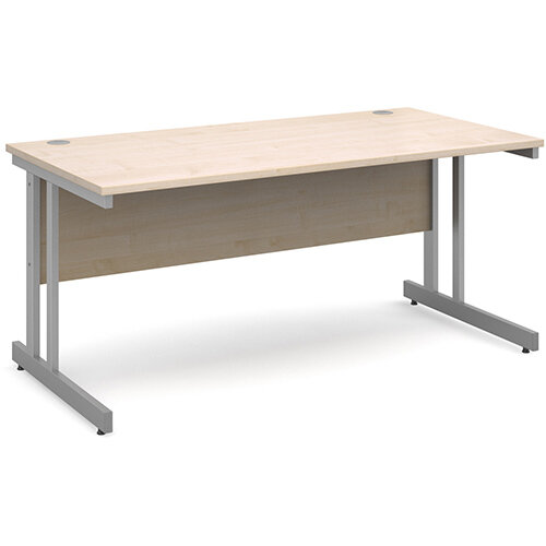 Momento straight desk 1600mm x 800mm - silver cantilever frame, maple top Momento straight desk 1600mm x 800mm - silver cantilever frame, maple top