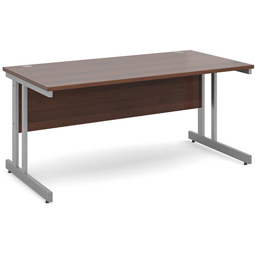Momento straight desk 1600mm x 800mm - silver cantilever frame, walnut top Momento straight desk 1600mm x 800mm - silver cantilever frame, walnut top