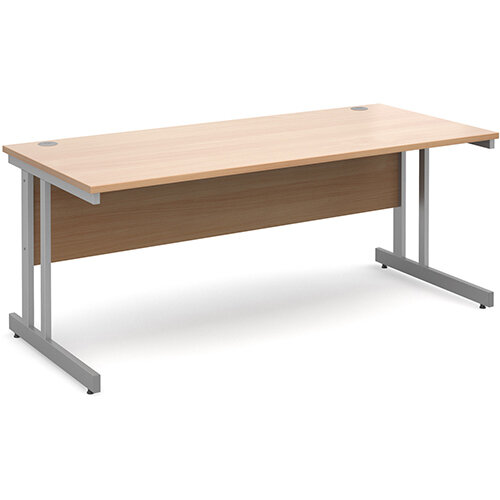 Momento straight desk 1800mm x 800mm - silver cantilever frame, beech top Momento straight desk 1800mm x 800mm - silver cantilever frame, beech top