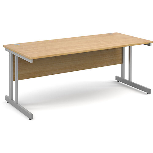 Momento straight desk 1800mm x 800mm - silver cantilever frame, oak top Momento straight desk 1800mm x 800mm - silver cantilever frame, oak top