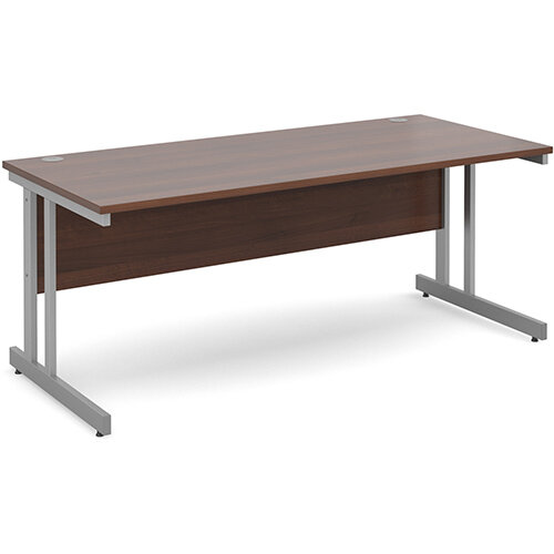 Momento straight desk 1800mm x 800mm - silver cantilever frame, walnut top Momento straight desk 1800mm x 800mm - silver cantilever frame, walnut top
