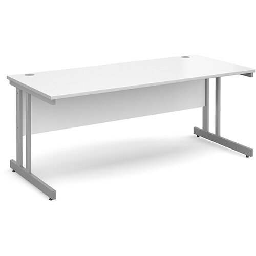 Momento straight desk 1800mm x 800mm - silver cantilever frame, white top Momento straight desk 1800mm x 800mm - silver cantilever frame, white top