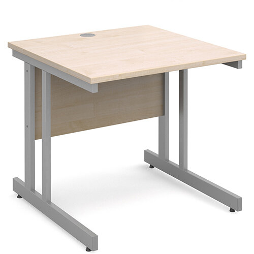 Momento straight desk 800mm x 800mm - silver cantilever frame, maple top Momento straight desk 800mm x 800mm - silver cantilever frame, maple top
