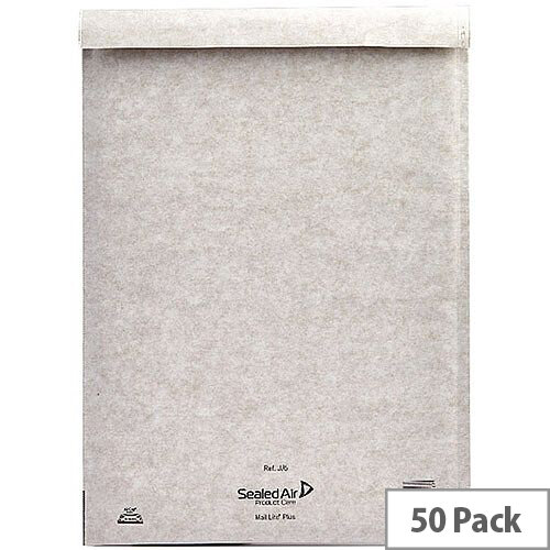 Mail Lite Plus Bubble Lined Postal Bags, Oyster White, Size J/6, 300x440mm (Pack of 50) - Large Mailing Envelopes for Protection