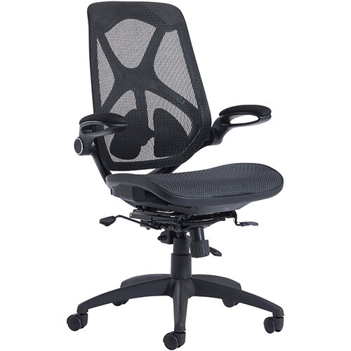 Napier high mesh back operator chair with mesh seat - black