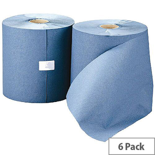 Leonardo 1 Ply Blue Paper Hand Towel Rolls 200m (6 Rolls) RTB200