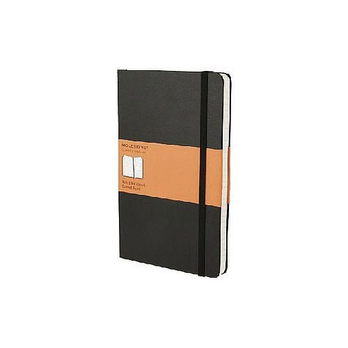 Black Moleskine Soft Cover Notebook 192 Pages, A5, Rounded Corners, Acid-Free, Elastic Enclosure Band, Lined Paper, 130 x 210mm, Matt Finish (QP616)