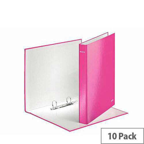 Leitz WOW A4 Plus 25mm 2 D-Ring Binder Pink Pack of 10 42410023