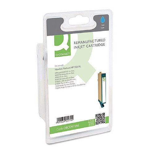 HP 920XL Compatible Cyan High Capacity Inkjet Cartridge CD972AE Q-Connect HP 920XL Compatible Cyan High Capacity Inkjet Cartridge CD972AE Q-Connect