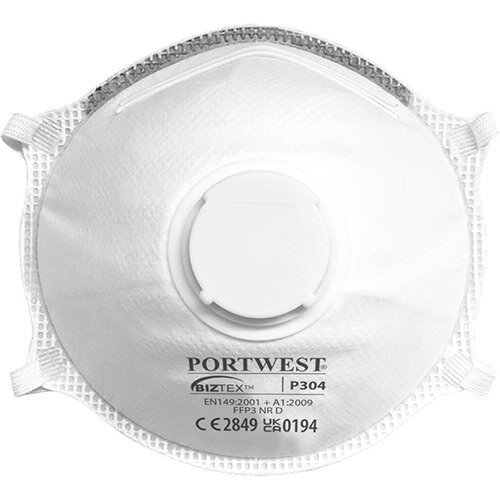 Portwest P304 FFP3 Light Cup Respirator (10) White