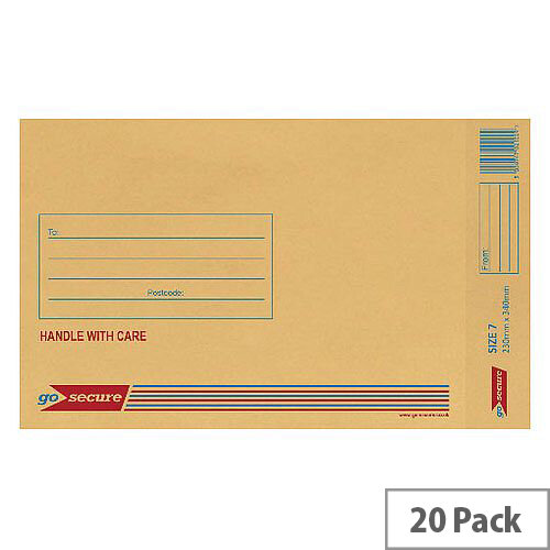 GoSecure Bubble Lined Envelope Size 7 230x340mm Gold Pack of 20 PB02154 GoSecure Bubble Lined Envelope Size 7 230x340mm Gold Pack of 20 PB02154
