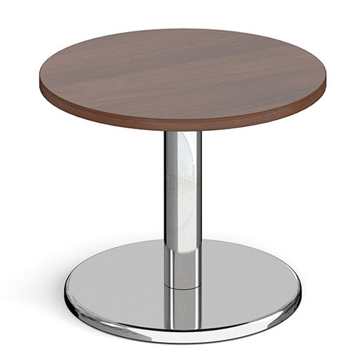 Pisa Circular Walnut Coffee Table with Round Chrome Base 600mm Pisa Circular Walnut Coffee Table with Round Chrome Base 600mm
