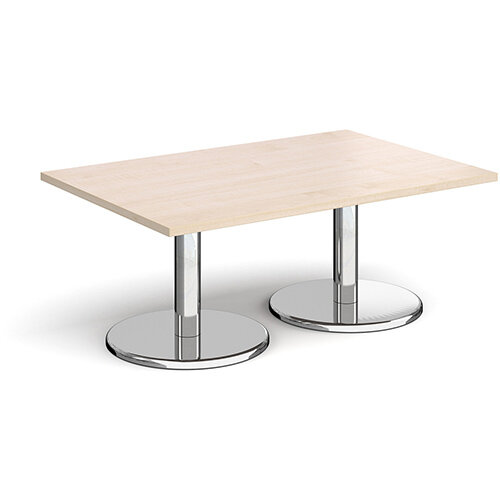 Pisa Rectangular Maple Coffee Table with Round Chrome Bases 1200mmX800mm Pisa Rectangular Maple Coffee Table with Round Chrome Bases 1200mmX800mm