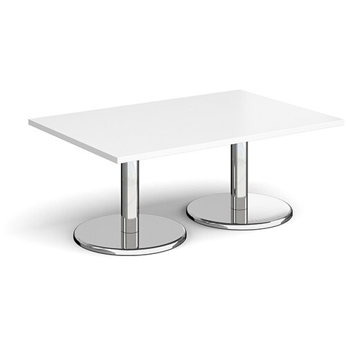 Pisa Rectangular White Coffee Table with Round Chrome Bases 1200mmX800mm Pisa Rectangular White Coffee Table with Round Chrome Bases 1200mmX800mm