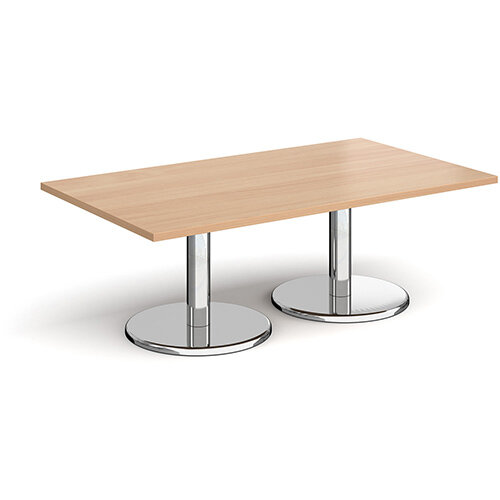 Pisa Rectangular Beech Coffee Table with Round Chrome Bases 1400mmX800mm Pisa Rectangular Beech Coffee Table with Round Chrome Bases 1400mmX800mm