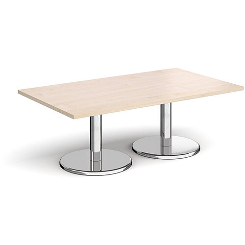 Pisa Rectangular Maple Coffee Table with Round Chrome Bases 1400mmX800mm Pisa Rectangular Maple Coffee Table with Round Chrome Bases 1400mmX800mm