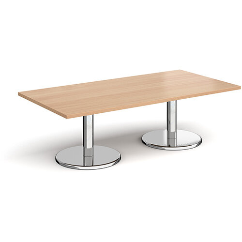 Pisa Rectangular Beech Coffee Table with Round Chrome Bases 1600mmX800mm Pisa Rectangular Beech Coffee Table with Round Chrome Bases 1600mmX800mm