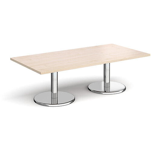 Pisa Rectangular Maple Coffee Table with Round Chrome Bases 1600mmX800mm Pisa Rectangular Maple Coffee Table with Round Chrome Bases 1600mmX800mm