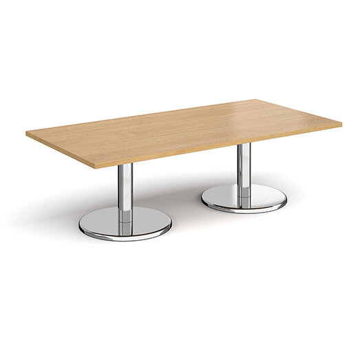 Pisa Rectangular Oak Coffee Table with Round Chrome Bases 1600mmX800mm Pisa Rectangular Oak Coffee Table with Round Chrome Bases 1600mmX800mm