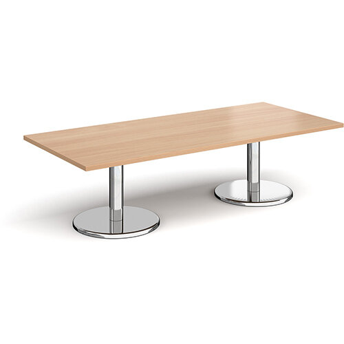 Pisa Rectangular Beech Coffee Table with Round Chrome Bases 1800mmX800mm Pisa Rectangular Beech Coffee Table with Round Chrome Bases 1800mmX800mm