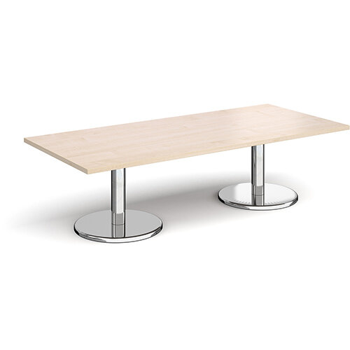 Pisa Rectangular Maple Coffee Table with Round Chrome Bases 1800mmX800mm Pisa Rectangular Maple Coffee Table with Round Chrome Bases 1800mmX800mm