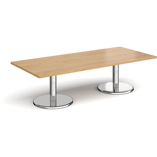 Pisa Rectangular Oak Coffee Table with Round Chrome Bases 1800mmX800mm Pisa Rectangular Oak Coffee Table with Round Chrome Bases 1800mmX800mm