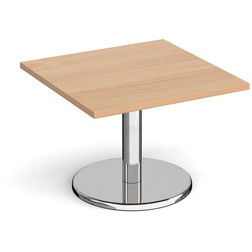 Pisa Square Beech Coffee Table with Round Chrome Base 700mm Pisa Square Beech Coffee Table with Round Chrome Base 700mm