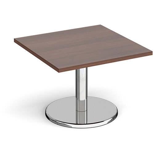 Pisa Square Walnut Coffee Table with Round Chrome Base 700mm Pisa Square Walnut Coffee Table with Round Chrome Base 700mm