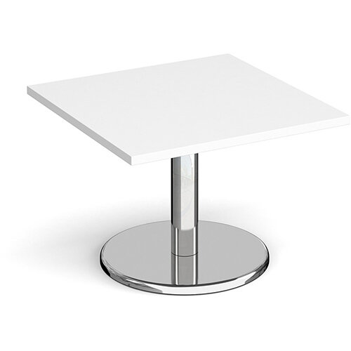 Pisa Square White Coffee Table with Round Chrome Base 700mm Pisa Square White Coffee Table with Round Chrome Base 700mm