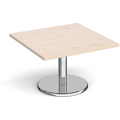 Pisa Square Maple Coffee Table with Round Chrome Base 800mm Pisa Square Maple Coffee Table with Round Chrome Base 800mm