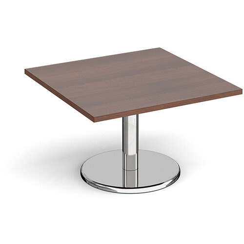 Pisa Square Walnut Coffee Table with Round Chrome Base 800mm Pisa Square Walnut Coffee Table with Round Chrome Base 800mm