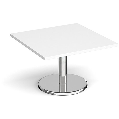 Pisa Square White Coffee Table with Round Chrome Base 800mm Pisa Square White Coffee Table with Round Chrome Base 800mm