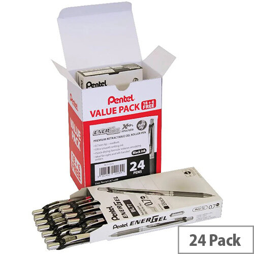 Pentel EnerGel Xm Retractable Gel Pen Medium Black Pack of 24 BL77/24-A Pentel EnerGel Xm Retractable Gel Pen Medium Black Pack of 24 BL77/24-A