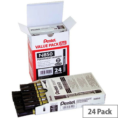 Pentel N850 Permanent Marker Bullet Tip Black Pack of 24 N850/24-A