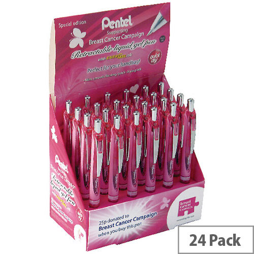 Pentel Breast Cancer Campaign Energel XM Liquid Gel Rollerball Pen 24-Piece Display Black BL77P/2D Pentel Breast Cancer Campaign Energel XM Liquid Gel Rollerball Pen 24-Piece Display Black BL77P/2D