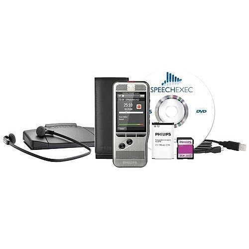 Philips DPM 6700 Dictation and Transcription Starter Kit 4GB Memory Card. Stainless Steel Casing. Batteries & Memory Card Included. Also Includes USB Cable & Stereo Headphones.