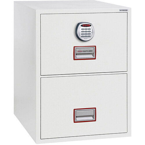 Phoenix World Class Vertical Fire File FS2272E 2 Drawer Filing Cabinet with Electronic Lock White