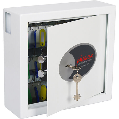 Phoenix Cygnus Key Deposit Safe KS0031K With 30 Key Hooks Key Lock & Deposit Slot White