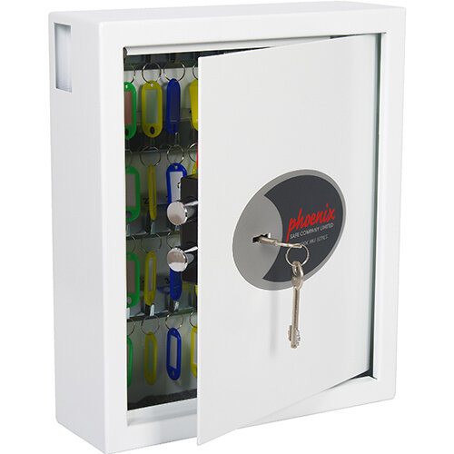 Phoenix Cygnus Key Deposit Safe KS0032K With 48 Key Hooks Key Lock & Deposit Slot White