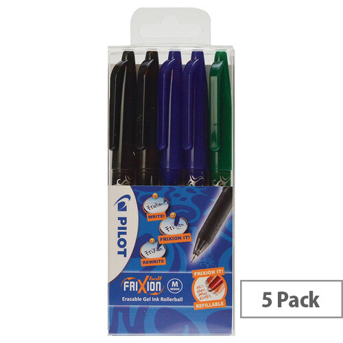 Pilot FriXion Ball Medium Line Wallet Assorted Pack of 5 224300530 Pilot FriXion Ball Medium Line Wallet Assorted Pack of 5 224300530