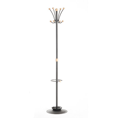 Coat &umbrella stand with 8 coat hooks and 8 umbrella hooks 1780mm high - black and cream Coat &umbrella stand with 8 coat hooks and 8 umbrella hooks 1780mm high - black and cream