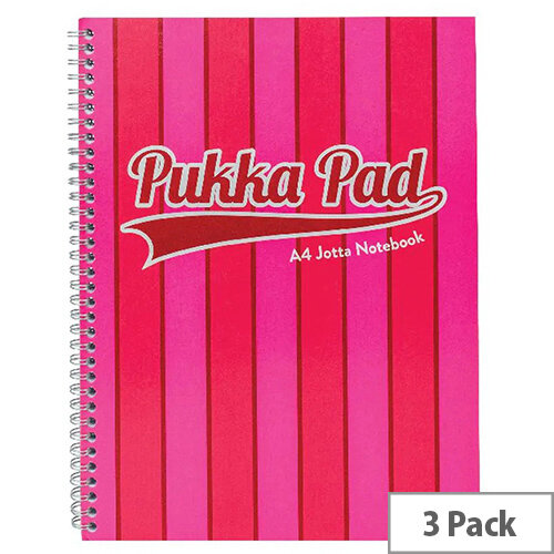 Pukka Pad Vogue Wirebound Jotta Pad A4 Pink Pack of 3 8541-VOG