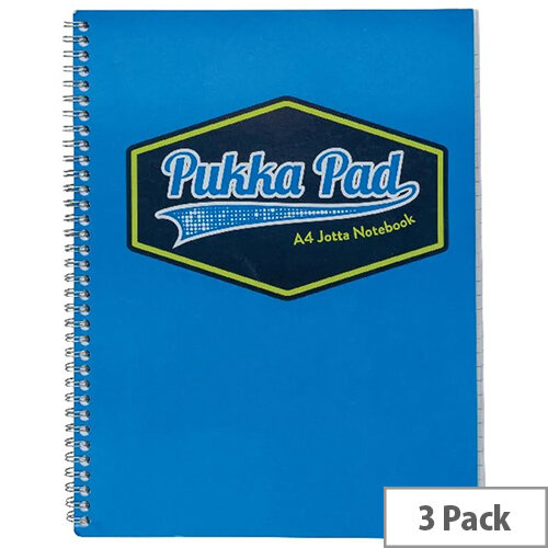 Pukka Pad Vision Wirebound Jotta Pad A4 Blue Pack of 3 8614-VIS Pukka Pad Vision Wirebound Jotta Pad A4 Blue Pack of 3 8614-VIS