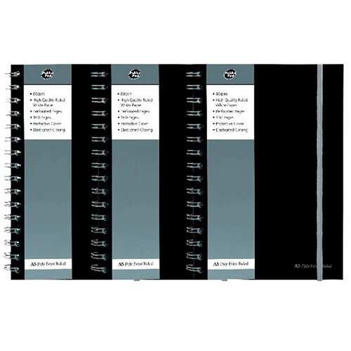 Pukka Pad Polypropylene Ruled Jotta Notebook A5 Black (Pack of 3) 3 for 2 PP816973 Pukka Pad Polypropylene Ruled Jotta Notebook A5 Black (Pack of 3) 3 for 2 PP816973
